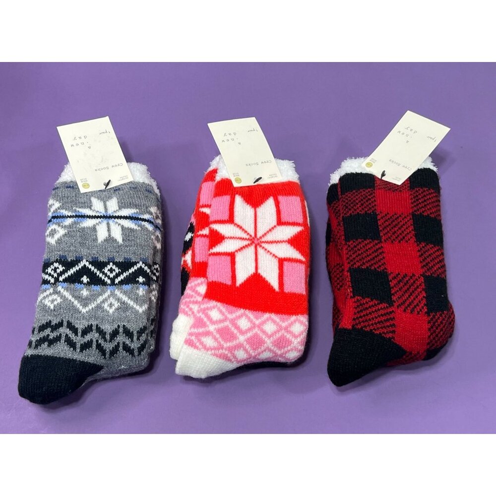 A New Day - Women's Pack Of 3 Pairs Of Socks Different Designs - Shoe Size 4-10